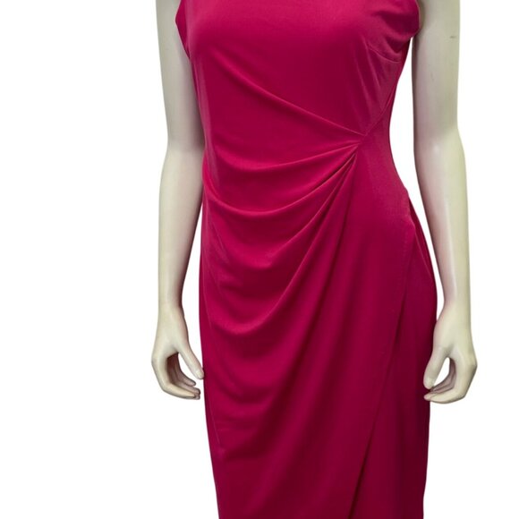 Taylor Sleeveless Hot Pink Ruched Sheath Dress Knee-Length Womens‎ Elegant 10 - Picture 1 of 8